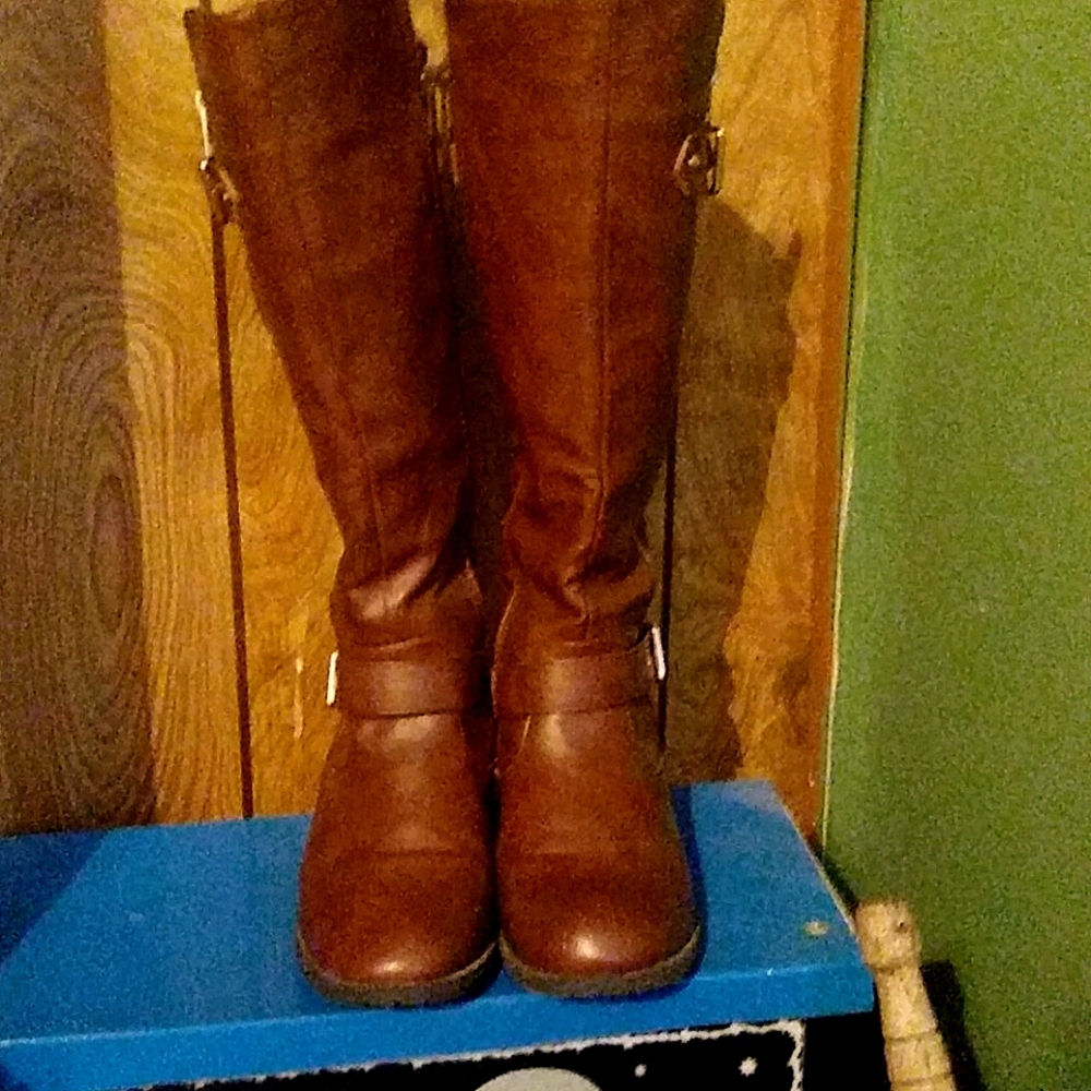 Brown knee high boots